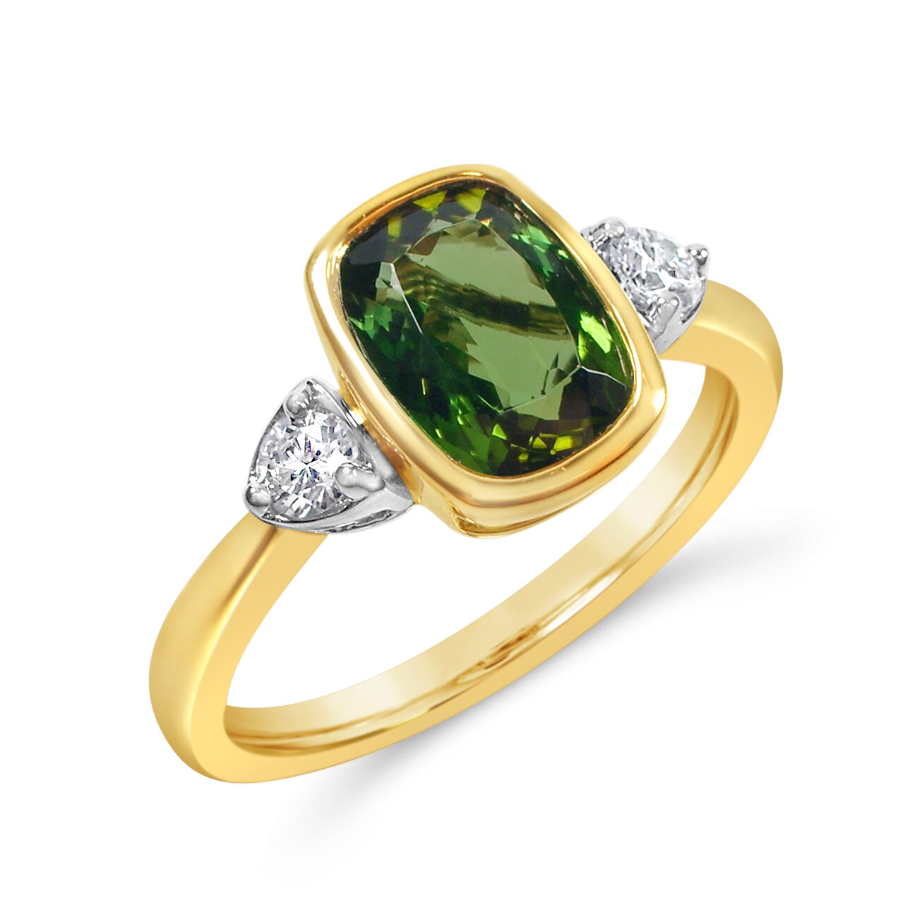 18k GREEN tourmaline & 2 DIA - Max Wilson Diamond Jewellers
