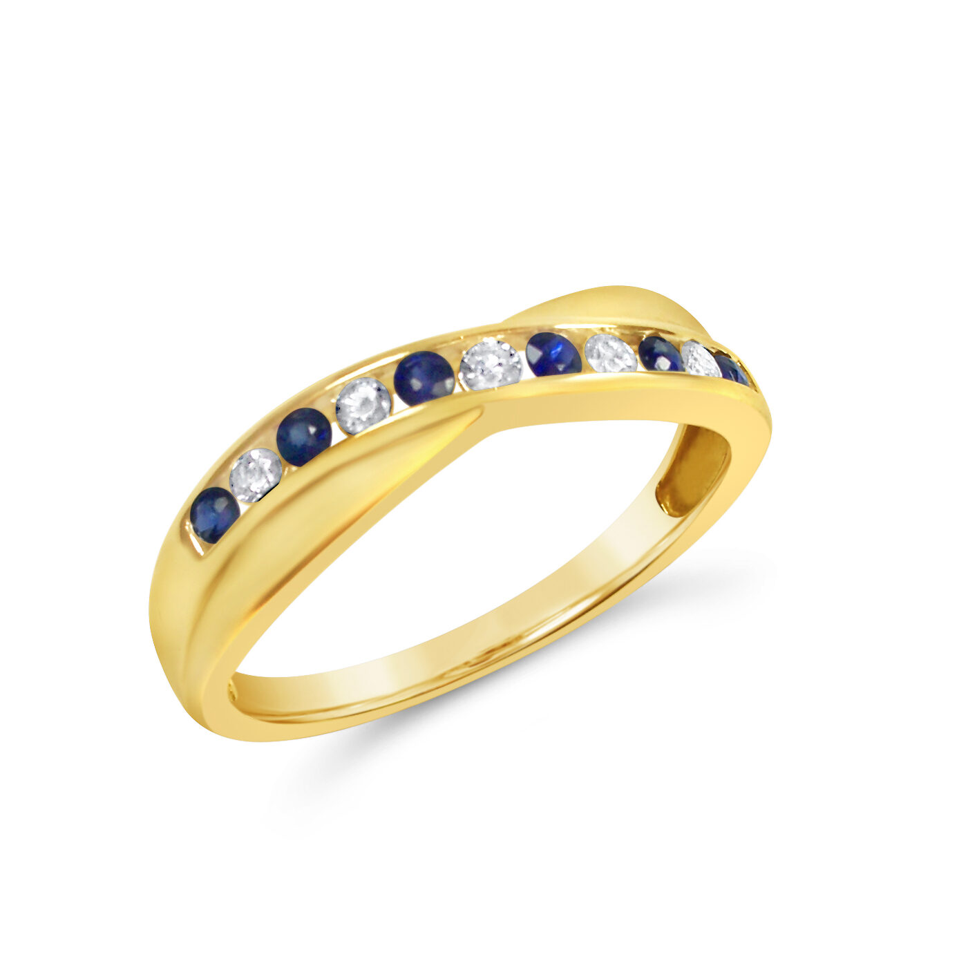 Charming Sapphire And Diamond X-Over Band - MW Diamond Jeweller
