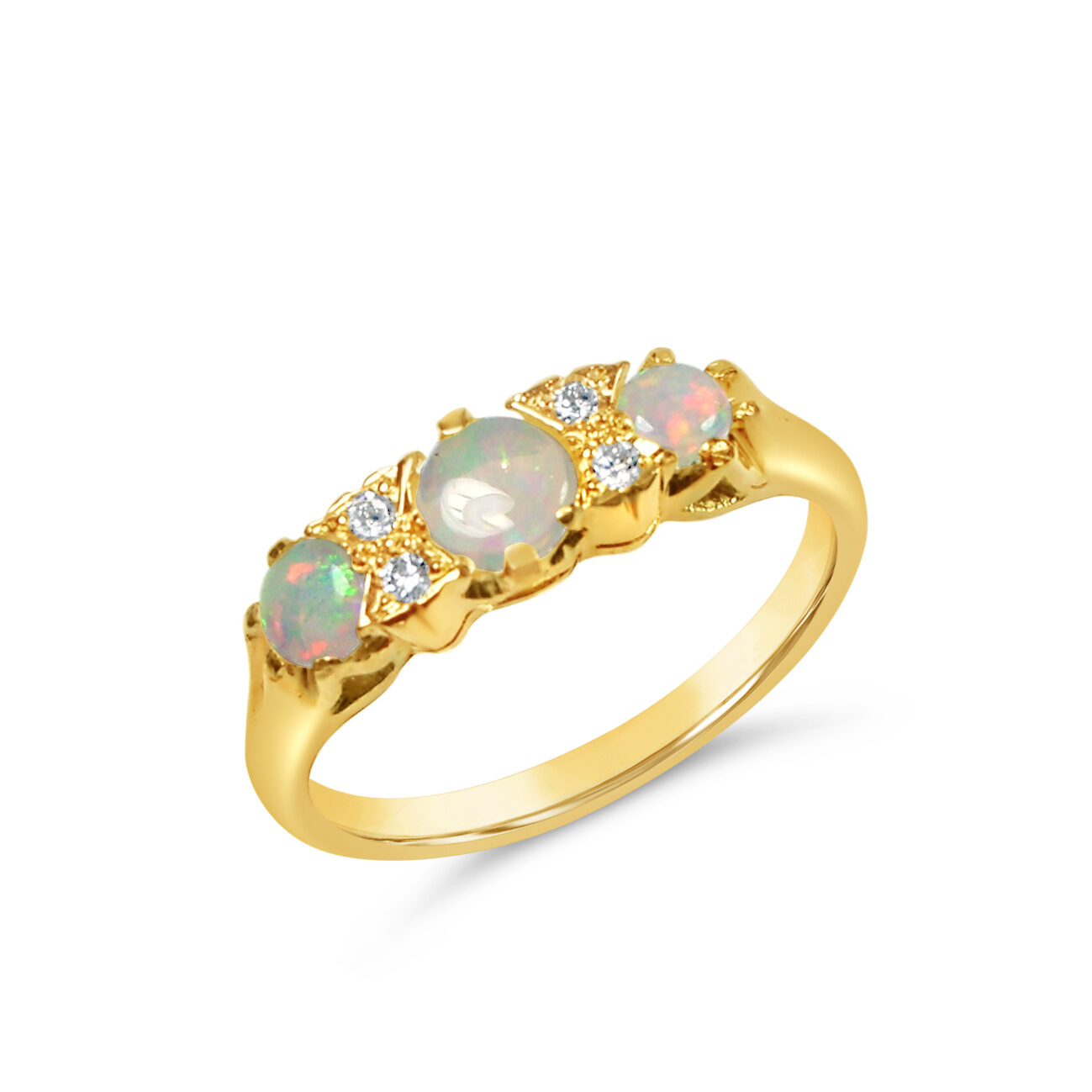 Stunning 18K Three Opal Ring - MW Diamond Jeweller