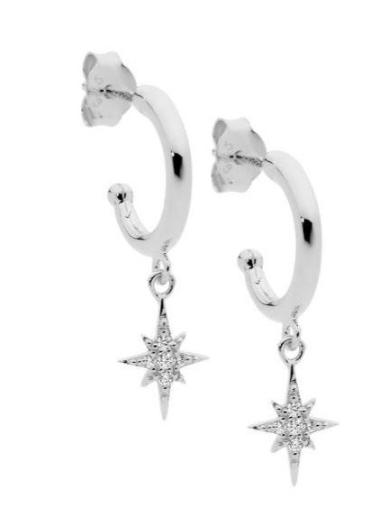 Sterling Silver half loop with CZ star drop