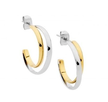 Ellani Double Row Two Tone Hoops