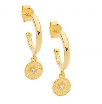 Gold Plated 13mm Star Disc Hoops