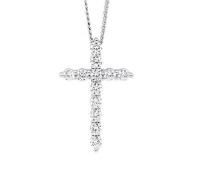 Ellani Sterling Silver CZ Cross Pendant