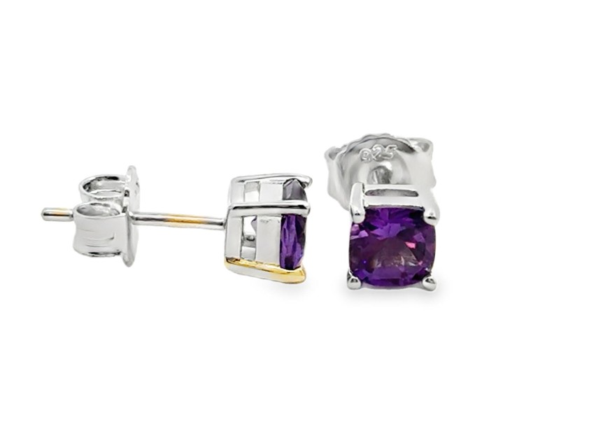 STERLING SILVER AMETHYST STUDS