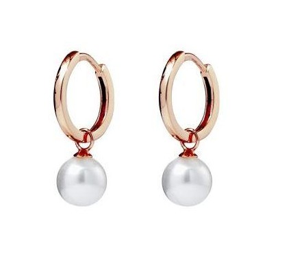 ROSE GOLD PLATED HOOPS WITH PEARL DROP