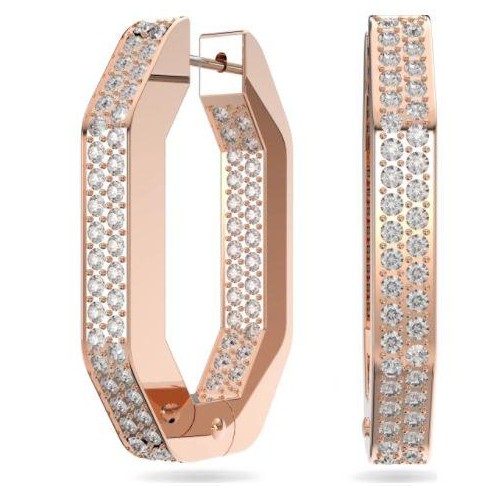 SWAROVSKI DEXTERA OCTAGONAL HOOPS, ROSE GOLD