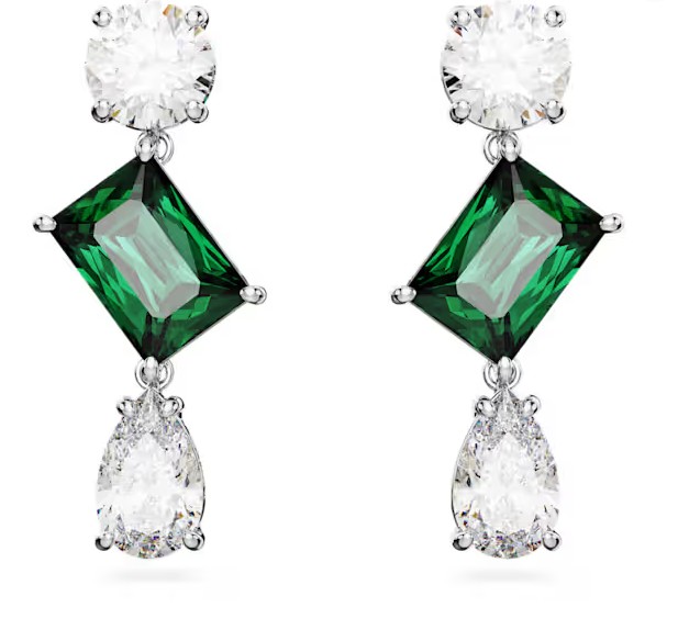 SWAROVSKI MESMERA DROP EARRINGS, GREEN