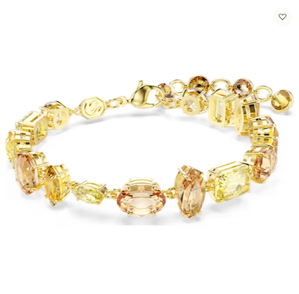 SWAROVSKI GEMA BRACELET MIXED CUTS YELLOW, GOLD TONE PLATED