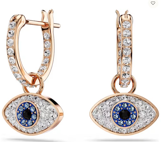 SYMBOLICA DROP EARRINGS : EYE, ROSE TONE PLATED