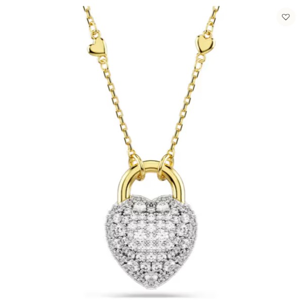 SWAROVSKI IDYLLIA HEART PENDANT MIXED CUT WHITE & GOLD TONE PLATED