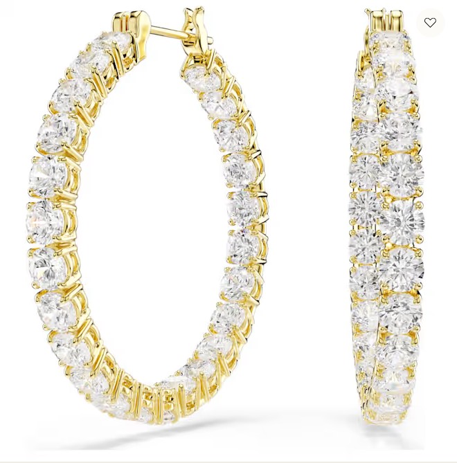 MATRIX HOOP EARRINGS WHITE/GOLD TONE PLATED
