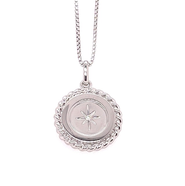 WILLOW DISC PENDANT WITH DIAMOND ROPE EDGE