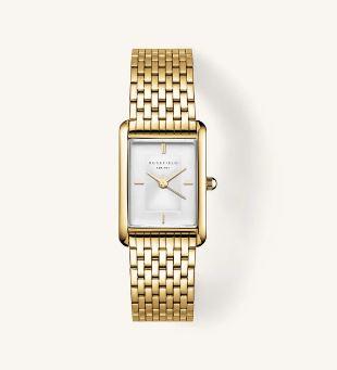 ROSEFIELD LADIES HEIRLOOM RECTANGLE GOLD PLATE WATCH