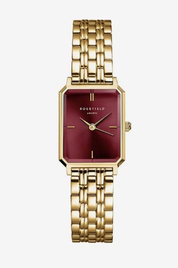 ROSEFIELD OCTAGON BURGANDY SUNRAY DIAL GOLD PLATED