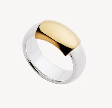 7MM 1/2 ROUND RING WITH YELLOW GOLD PLATED SMOOTH SECTION SIZE LARGE