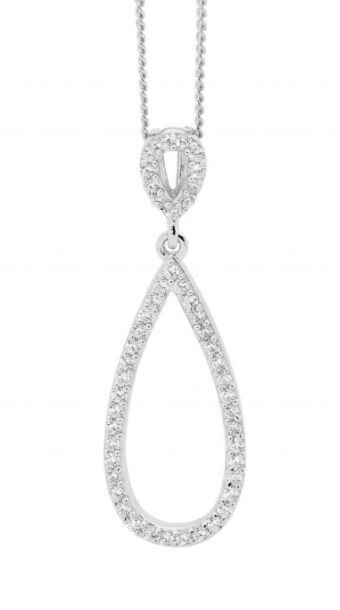 TEAR DROP CZ PENDANT STG SILVER