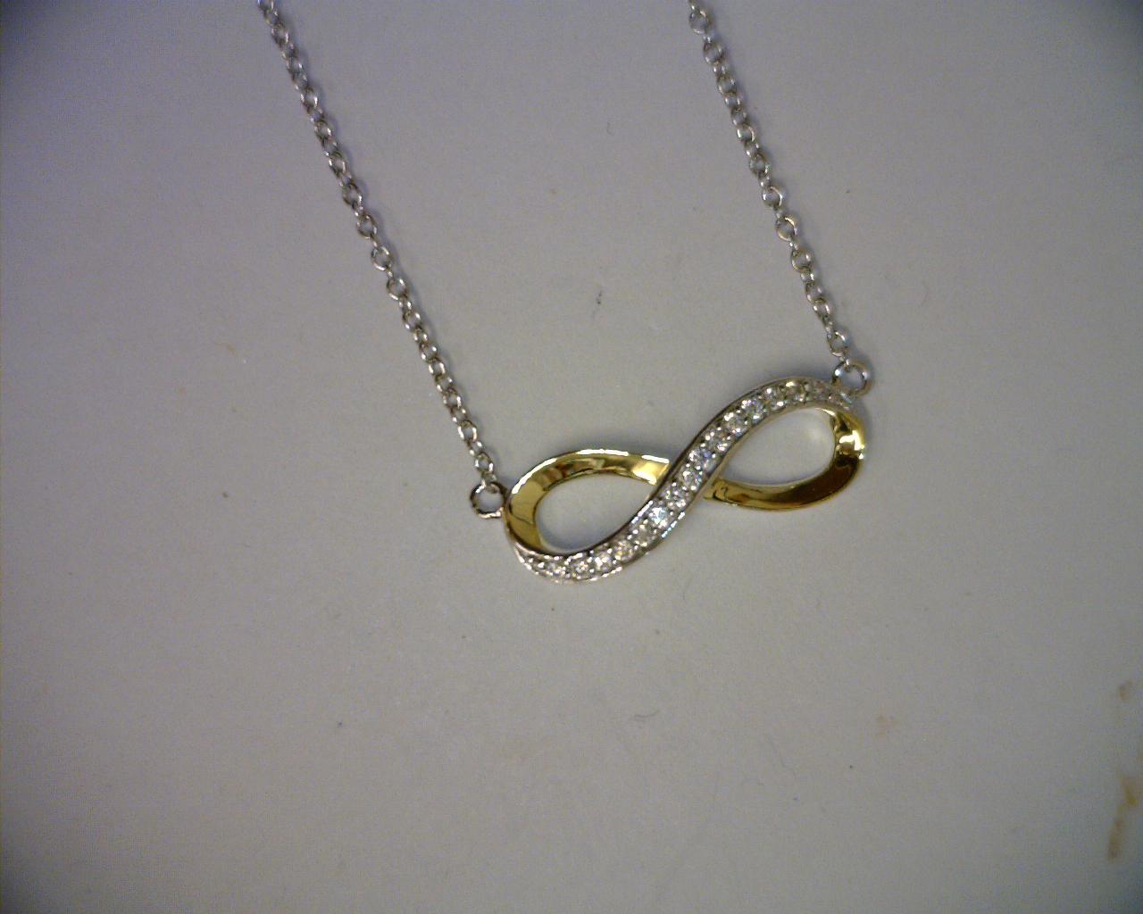 TWO TONE INFINITY PENDANT WITH CHAIN 45CM