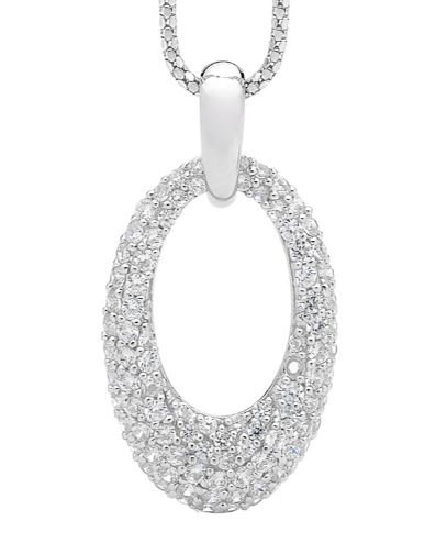 OVAL PAVE CZ PENDANT STG SILVER