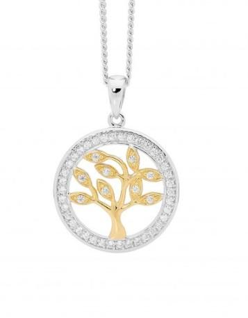 TWO TONE TREE OF LIFE PENDANT WITH CHAIN STG