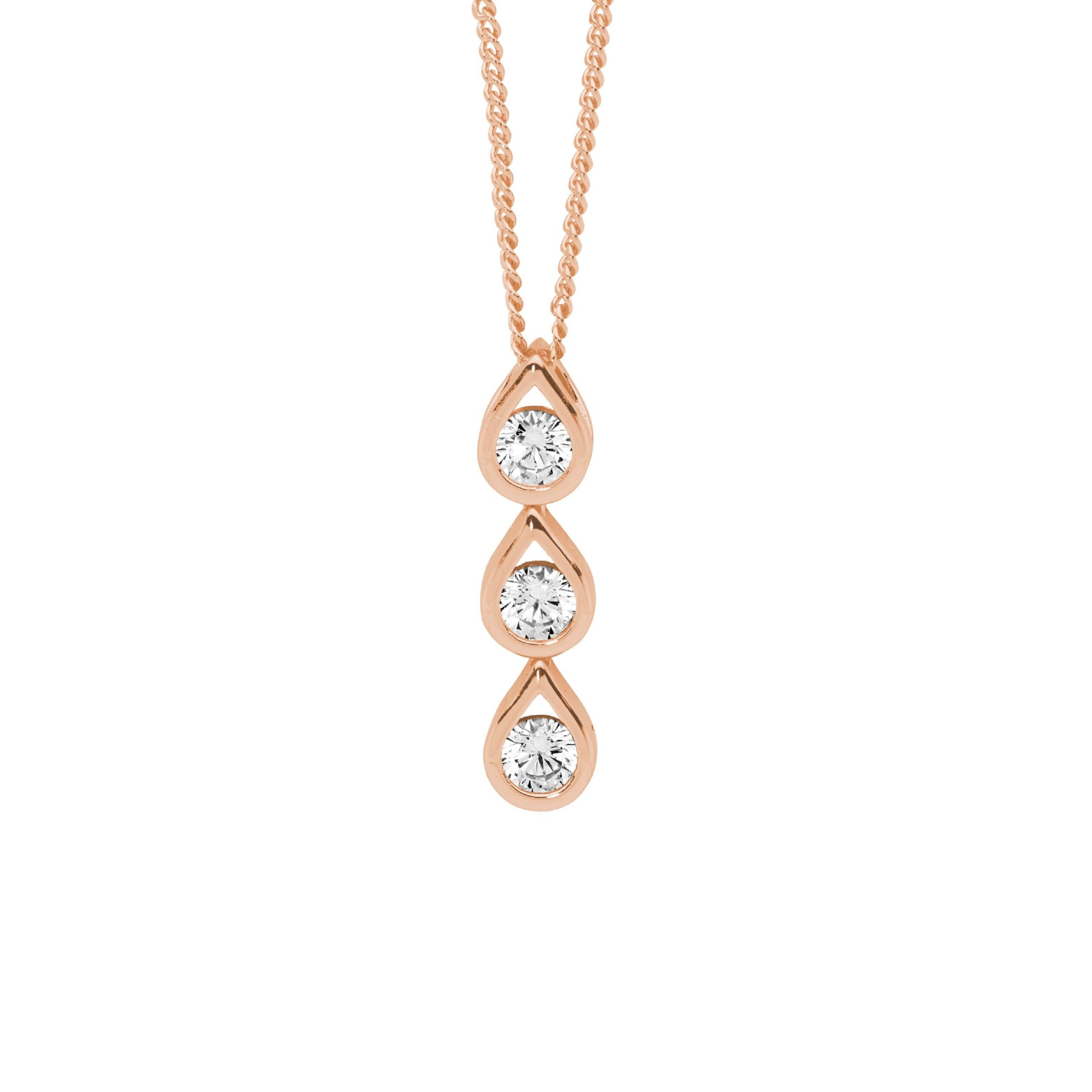 ROSE GOLD PLATED CZ TEAR DROP PENDANT