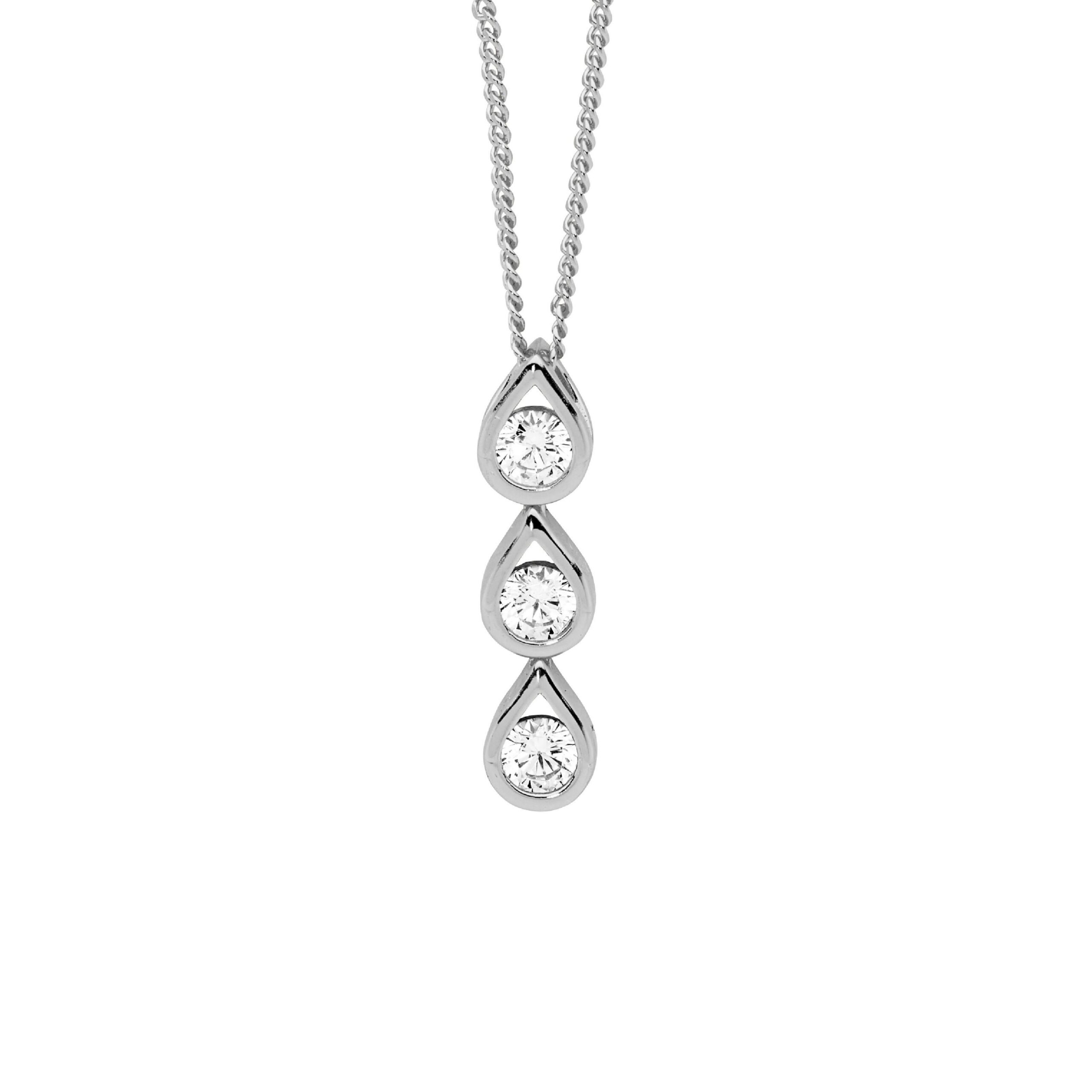 SILVER CZ TEAR DROP PENDANT