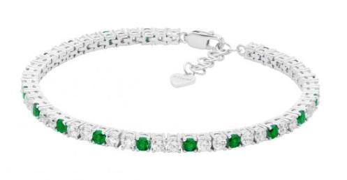 STG GREEN AND WHITE TENNIS BRACELET WITH EXTENSION