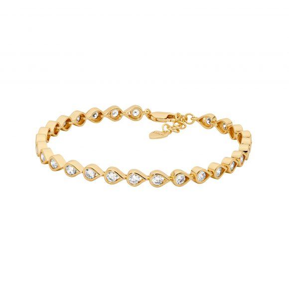 YELLOW GOLD PLATED OPEN TEARS CZ BRACELET 17CM