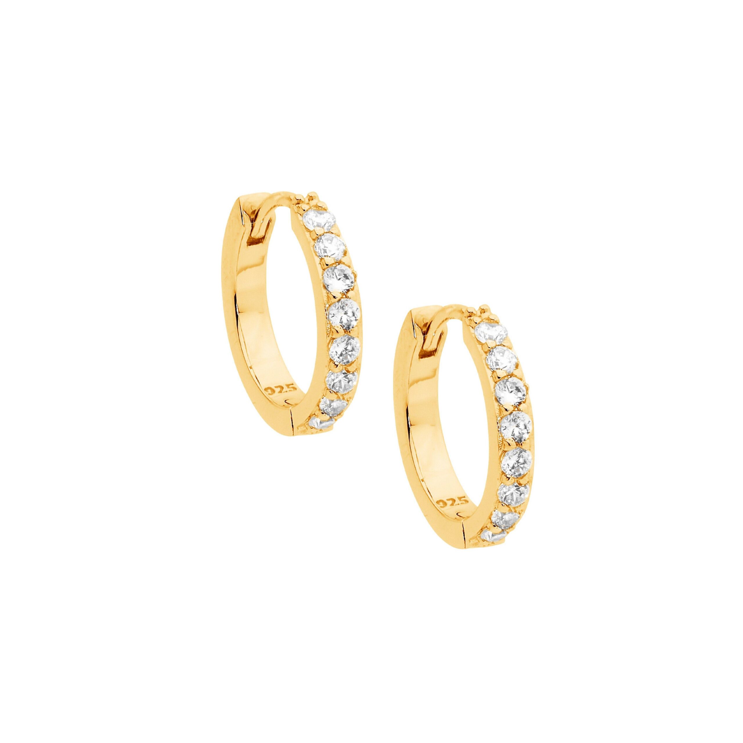 15mm Round CZ Hoops Yellow Gold Plated