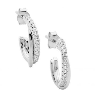 STG 18MM CROSS OVER OVAL HOOP EARRINGS