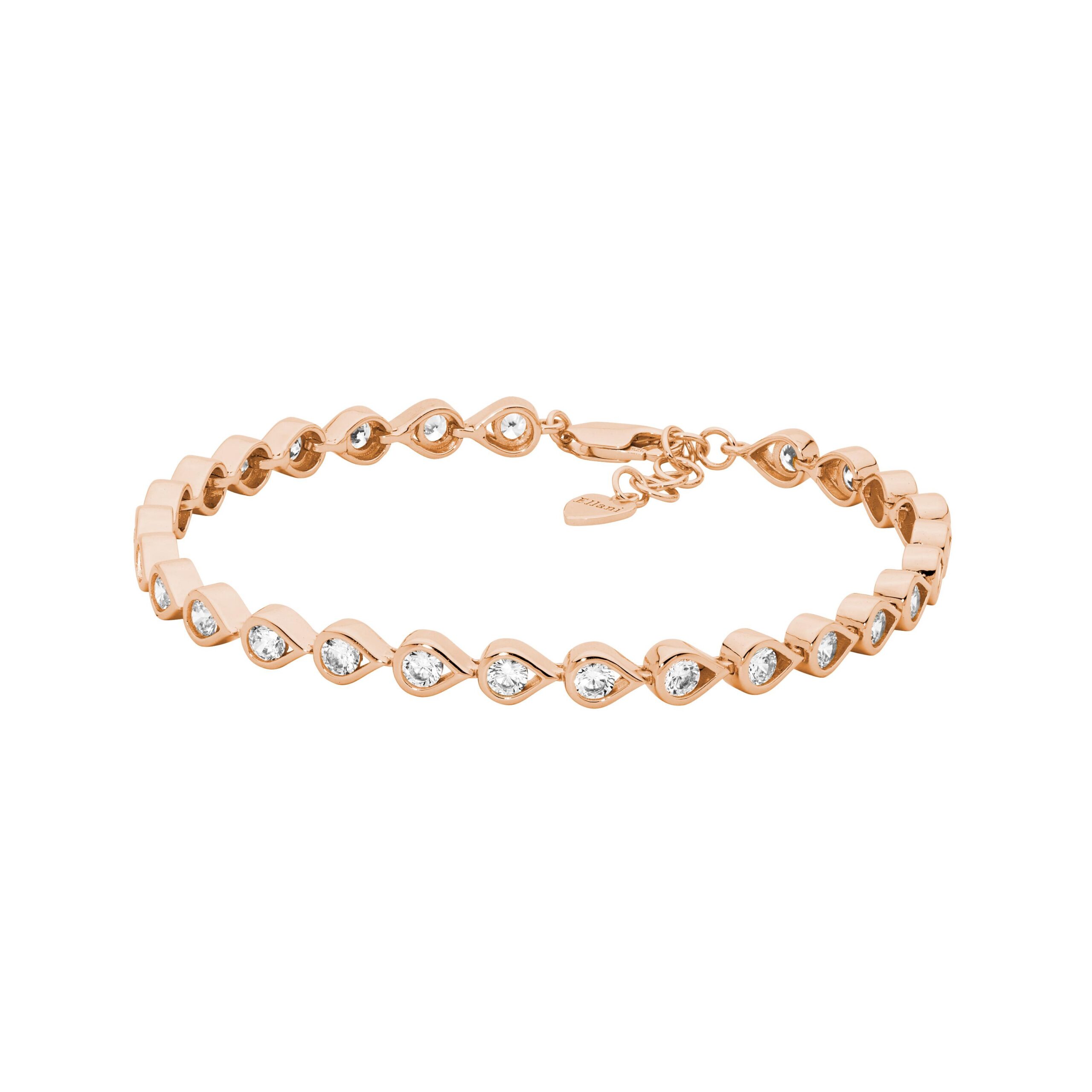 ROSE GOLD PLATED OPEN TEARS CZ BRACELET 17CM
