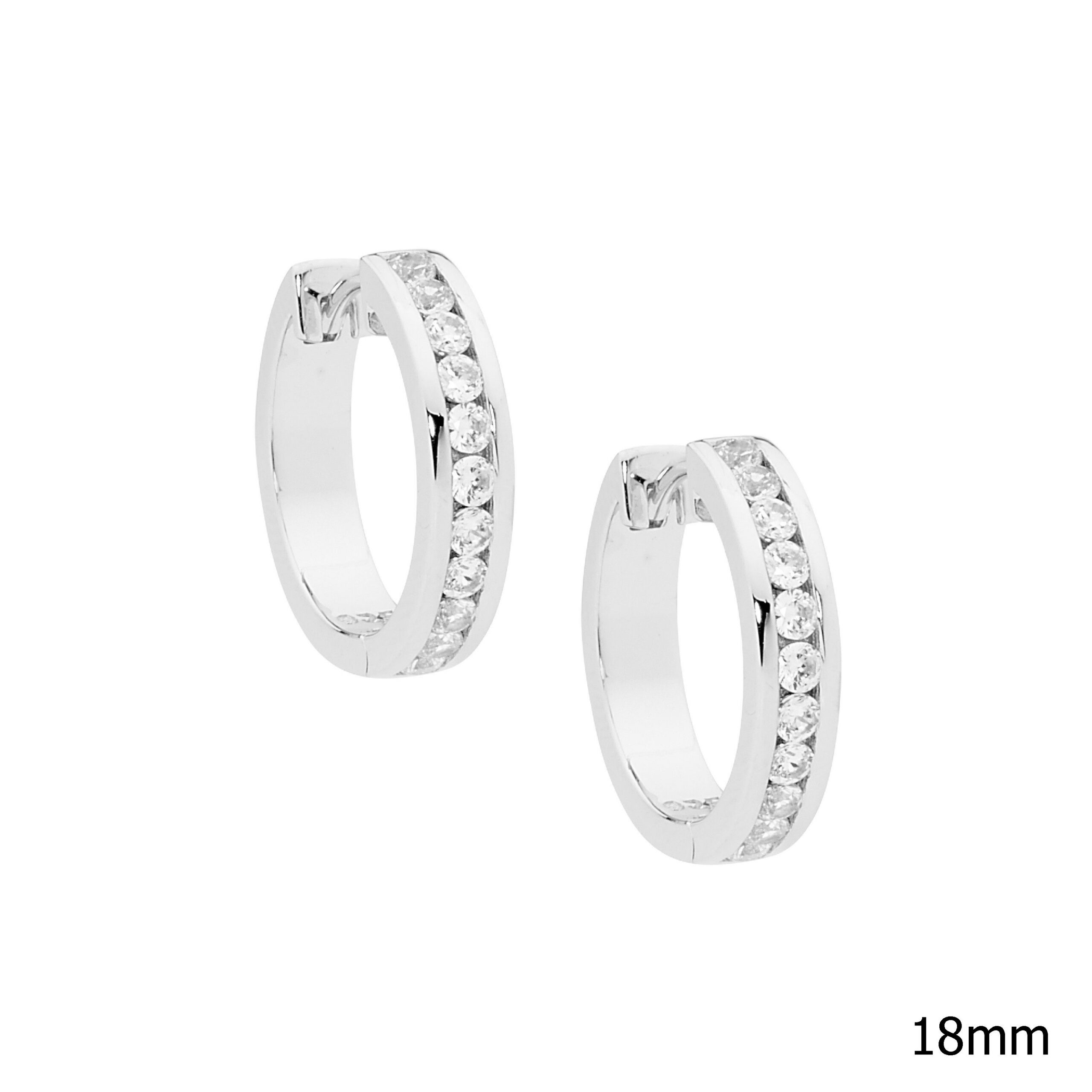 STG 18MM CHANNEL SET HOOP EARRINGS WITH CZ