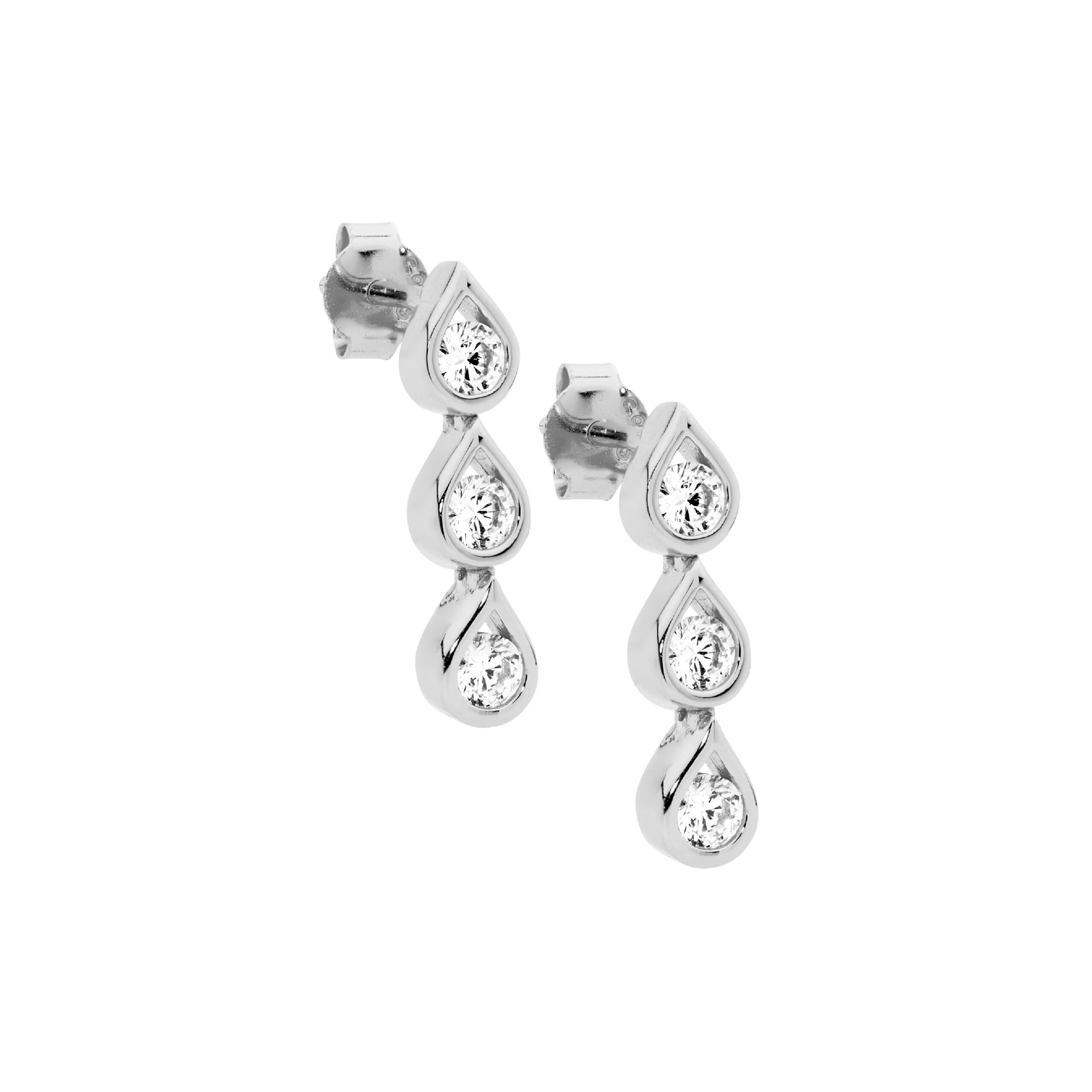 STG CZ TEAR DROP EARRINGS