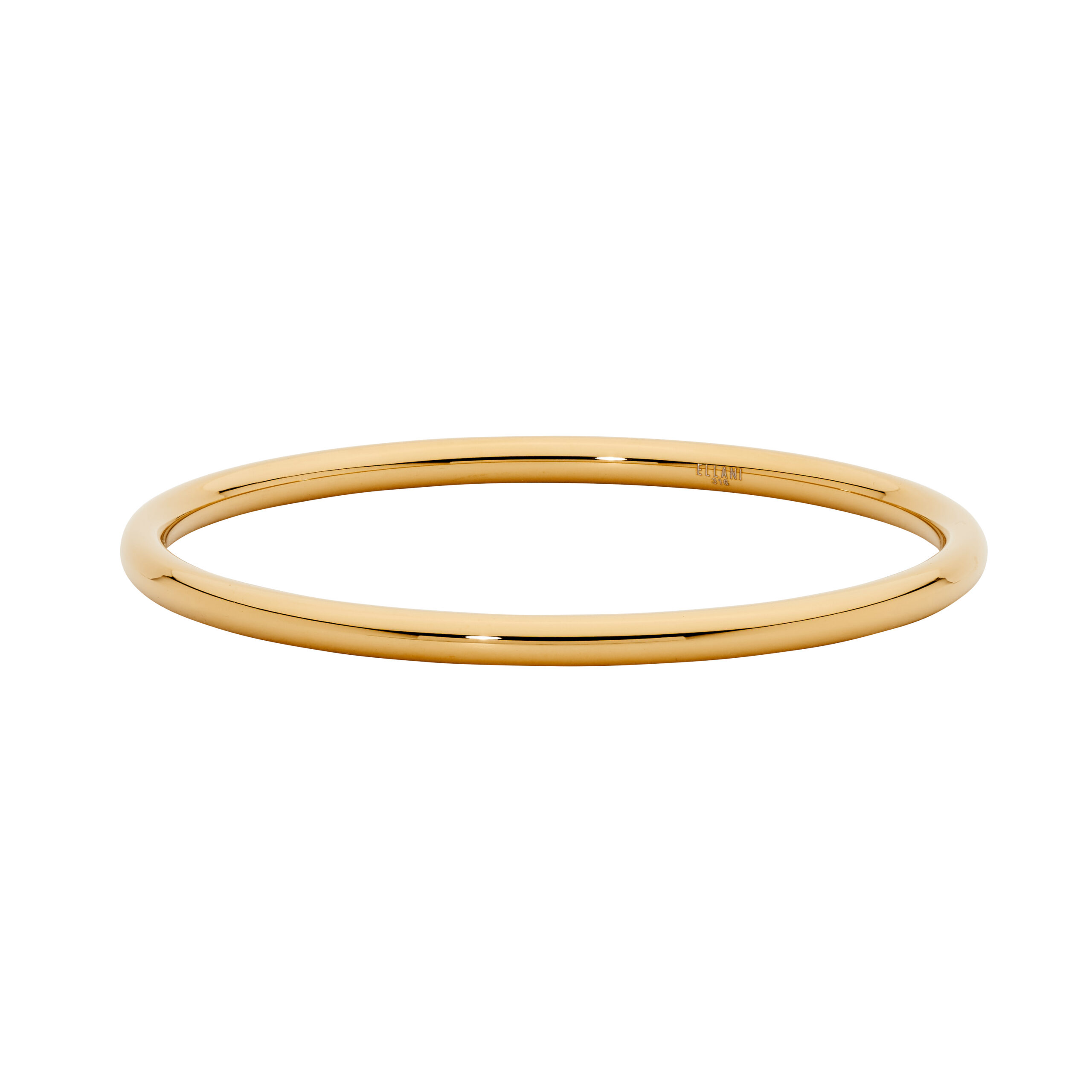 STAINLESS STEEL 4MM GOLF BANGLE WITH YELLOW GOLD IP PLATING 65MM