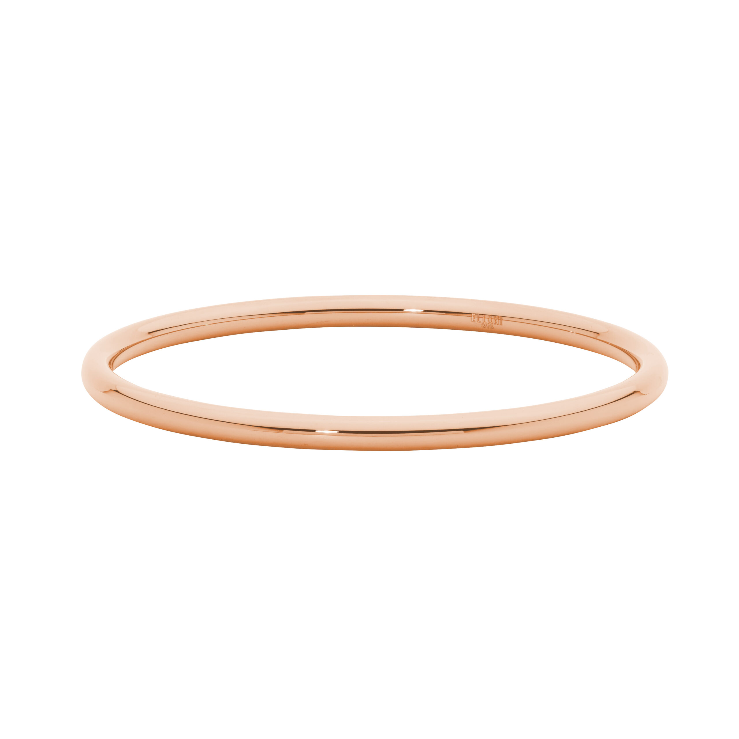 STAINLESS STEEL 4MM GOLF BANGLE WITH ROSE GOLD IP PLATING 65MM