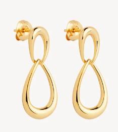 NAJO DOUBLE TEAR DROPS YELLOW GOLD PLATED STG SILVER