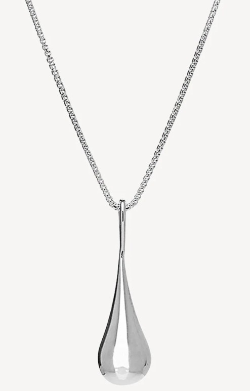NAJO SILVER PUFF TEARDOP NECKLACE 45CM