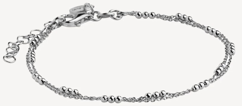 NAJO DOUBLE STRAND STG BRACELET BEADS 18.5CM + 3CM EXT