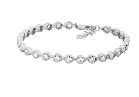 ELLANI STG SILVER OPEN TEARS CZ BRACELET 17CM